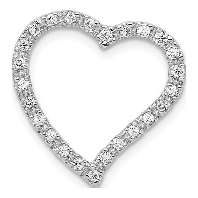 14K White Gold 1/5 ct tw Diamond Curved Heart Slide Pendant