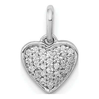 10K White Gold 1/10 ct tw Diamond Heart Pendant