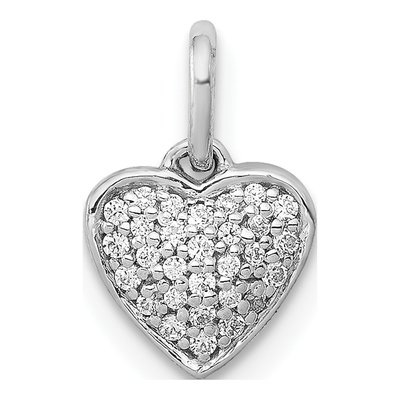 14K White Gold 1/10 ct tw Diamond Pave Heart Pendant