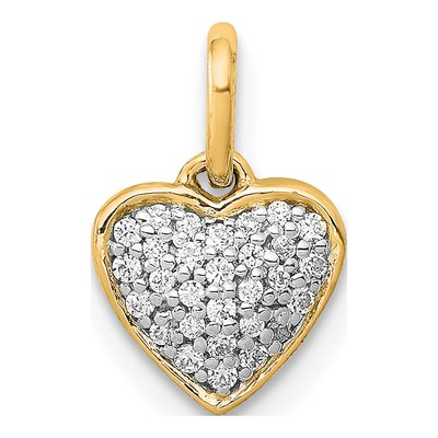 14K Yellow Gold 1/10 ct tw Diamond Pave Heart Pendant