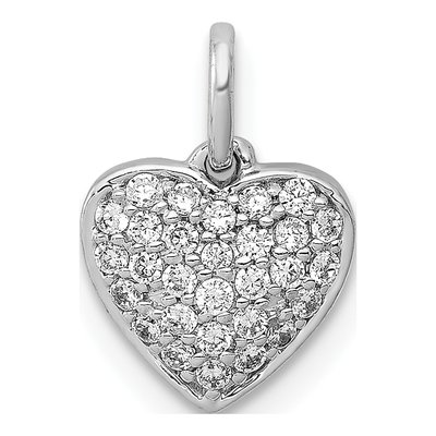 14K White Gold 1/5 ct tw Diamond Pave Heart Pendant