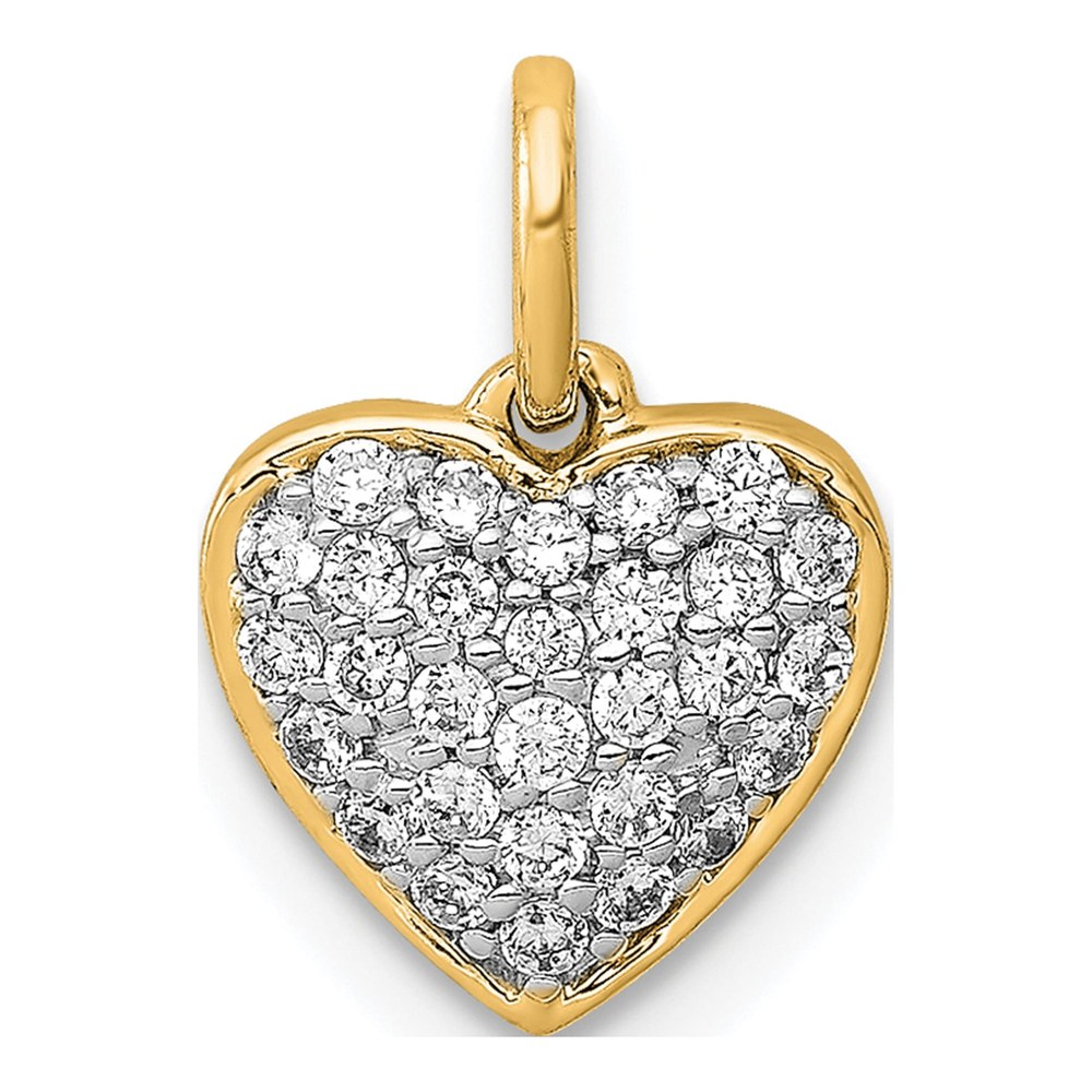 14K Yellow Gold 1/5 ct tw Diamond Pave Heart Pendant