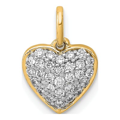 14K Yellow Gold 1/5 ct tw Diamond Pave Heart Pendant