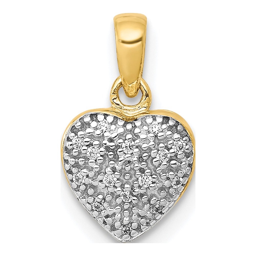 14K Yellow Gold Diamond Pave Heart Pendant