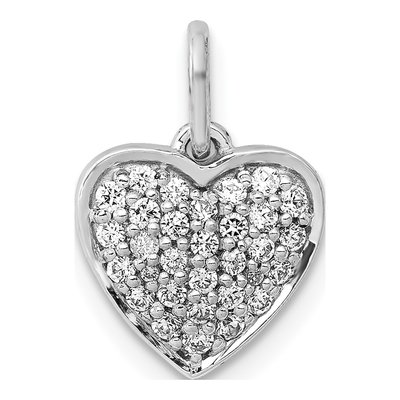 14K White Gold 1/4 ct tw Diamond Pave Heart Pendant