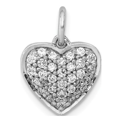 14K White Gold 3/8 ct tw Diamond Pave Heart Pendant