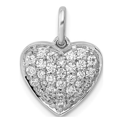 14K White Gold 1/2 ct tw Diamond Heart Pendant