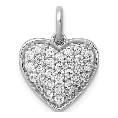 14K White Gold 5/8 ct tw Diamond Pave Heart Pendant