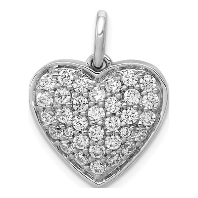 14K White Gold 1 ct tw Lab-Grown Diamond Heart Pendant