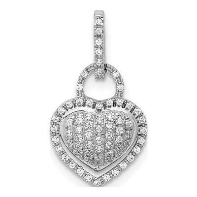 14K White Gold 1/5 ct tw Diamond Pave Heart Pendant
