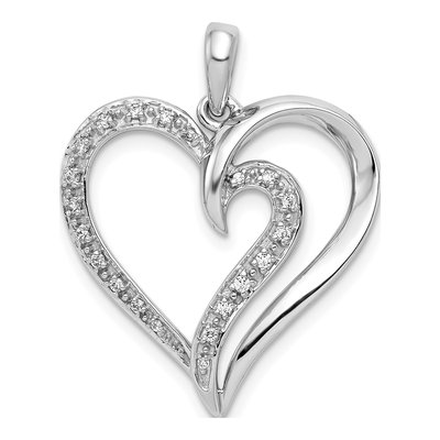 14K White Gold 1/10 ct tw Diamond Heart Pendant