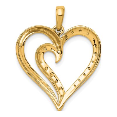 14K Yellow Gold 1/10 ct tw Diamond Fancy Heart Pendant – view 4