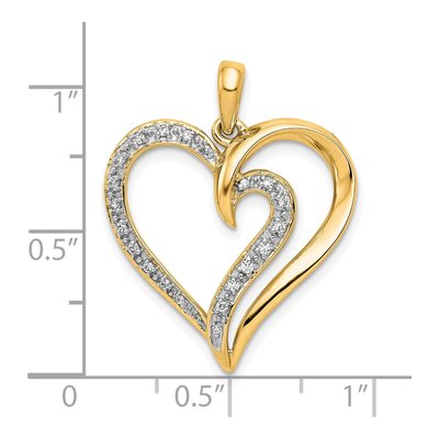 14K Yellow Gold 1/10 ct tw Diamond Fancy Heart Pendant – view 5