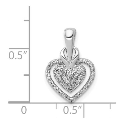 14K White Gold 1/5 ct tw Diamond Pave Double Heart Slide Pendant – view 5