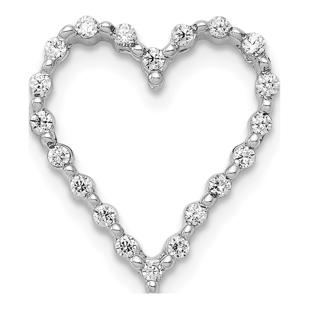 14K White Gold Rhodium-Plated 1/5 Carat Diamond Heart Chain Slide