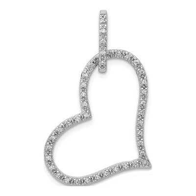 14K White Gold 1/6 ct tw Diamond Heart Pendant