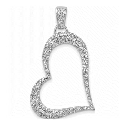 14K White Gold 5/8 ct tw Diamond Heart Pendant