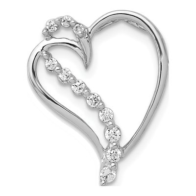 14K White Gold 1/6 ct tw Diamond Heart Slide Pendant