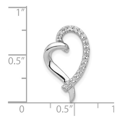 14K White Gold 1/10 ct tw Diamond Curved Heart Slide Pendant – view 4