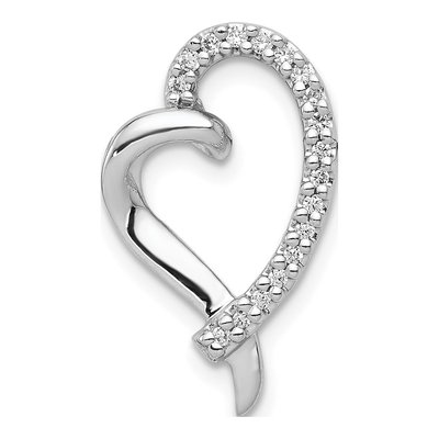 14K White Gold 1/10 ct tw Diamond Curved Heart Slide Pendant