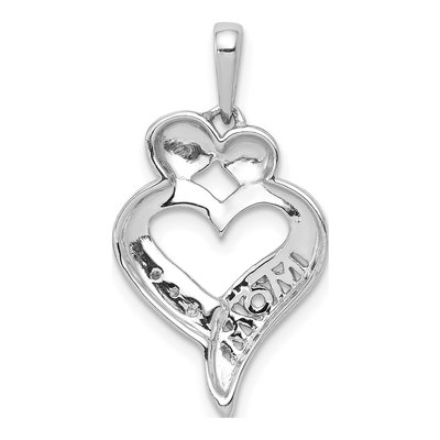 14K White Gold Diamond MOM Heart Pendant – view 3
