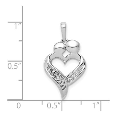 14K White Gold Diamond MOM Heart Pendant – view 4
