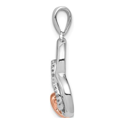 14K Two-Tone Gold 1/15 ct tw Diamond Two Hearts Pendant – view 3