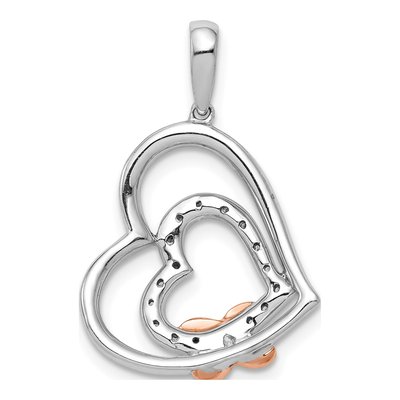 14K Two-Tone Gold 1/15 ct tw Diamond Two Hearts Pendant – view 4