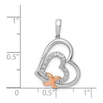 14K Two-Tone Gold 1/15 ct tw Diamond Two Hearts Pendant – view 5