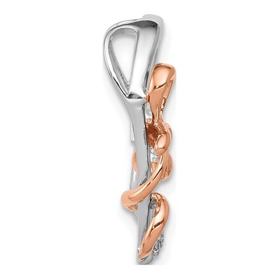 14K Two-Tone Gold 1/20 ct tw Diamond Heart Bow Slide Pendant – view 3