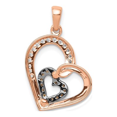 14K Rose Gold 1/5 ct tw Diamond Double Heart Pendant – view 4