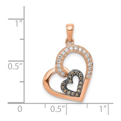 14K Rose Gold 1/5 ct tw Diamond Double Heart Pendant – view 5