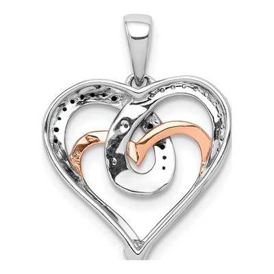 14K Two-Tone Gold 1/10 ct tw Diamond Hearts Pendant – view 4