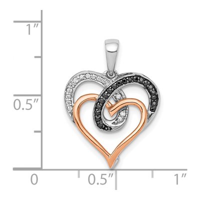 14K Two-Tone Gold 1/10 ct tw Diamond Hearts Pendant – view 5