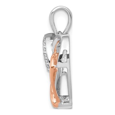 14K Two-Tone Gold 1/20 ct tw Diamond Double Heart Pendant – view 3