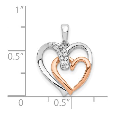 14K Two-Tone Gold 1/20 ct tw Diamond Double Heart Pendant – view 5