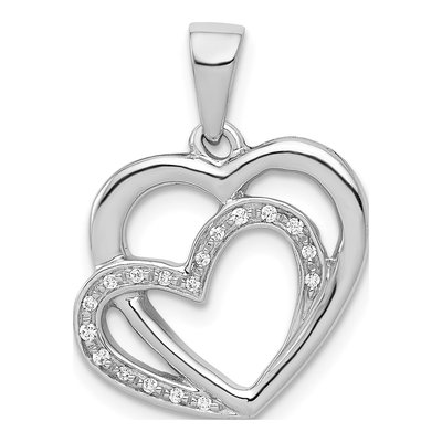 14K White Gold 1/20 ct tw Diamond Entwined Hearts Pendant