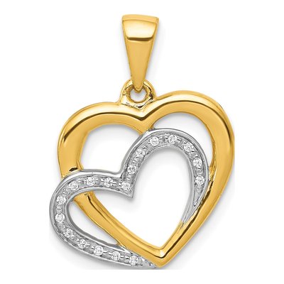 14K Yellow Gold 1/20 ct tw Diamond Entwined Hearts Pendant
