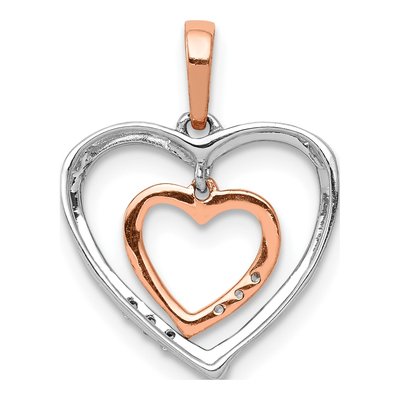 10K Two-Tone Gold Diamond Heart Pendant – view 3