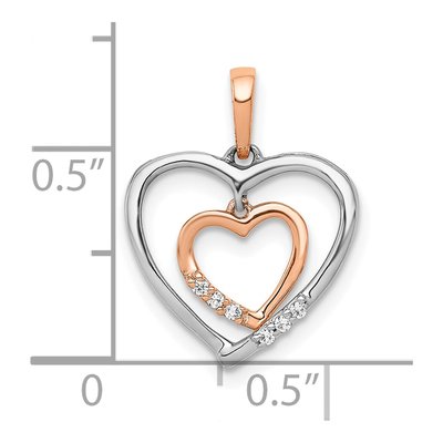 10K Two-Tone Gold Diamond Heart Pendant – view 4