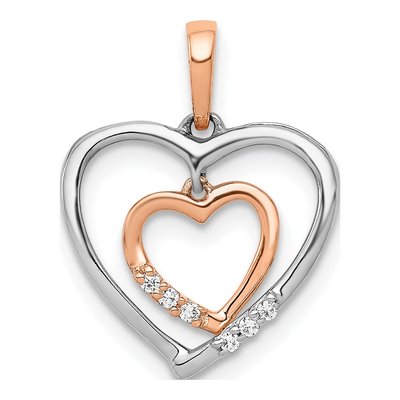 10K Two-Tone Gold Diamond Heart Pendant