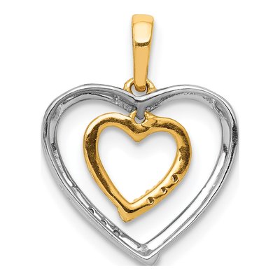 10K Two-Tone Gold Diamond Heart Pendant – view 3