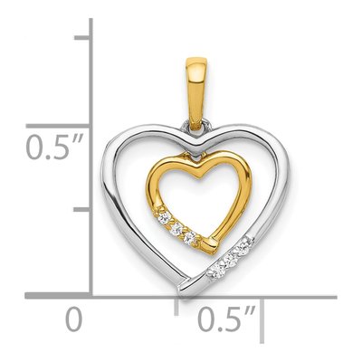 10K Two-Tone Gold Diamond Heart Pendant – view 4
