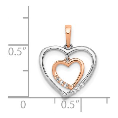 14K Two-Tone Gold Diamond Dangling Heart Pendant – view 5