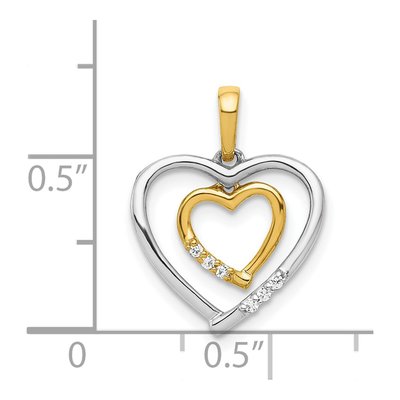 14K Two-Tone Gold Diamond Dangling Heart Pendant – view 5