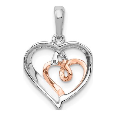 14K Two-Tone Gold 1/20 ct tw Diamond Double Hearts Pendant – view 4