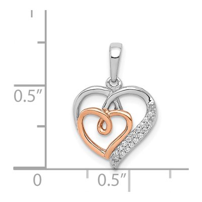 14K Two-Tone Gold 1/20 ct tw Diamond Double Hearts Pendant – view 5