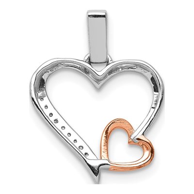 14K Two-Tone Gold 1/20 ct tw Diamond Double Hearts Pendant – view 4