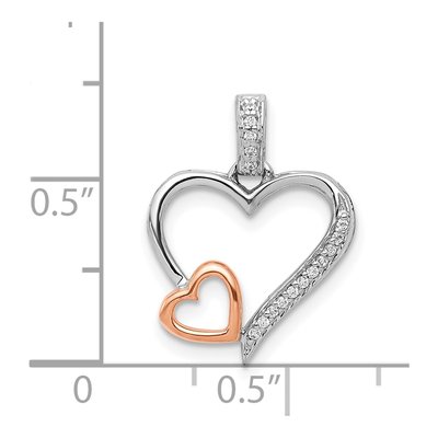 14K Two-Tone Gold 1/20 ct tw Diamond Double Hearts Pendant – view 5
