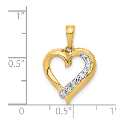 14K Yellow Gold 1/10 ct tw Diamond Heart Pendant – view 5